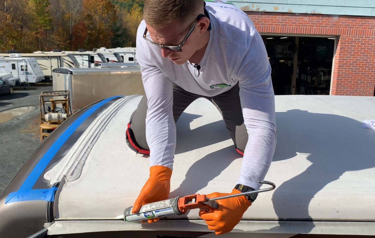 EPDM rubber roof repair and patching on RV in Fort Pierce Florida